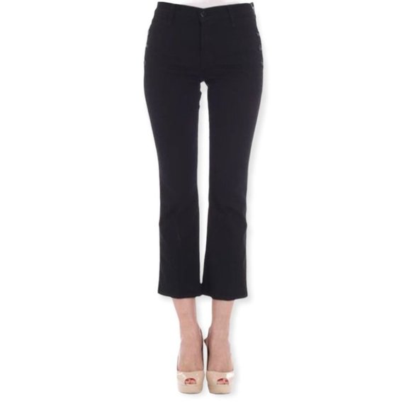 J Brand Jeans Women’s Size 30 US Black Denim Zion Vanity Sailor Buttons Cropped - Picture 2 of 12